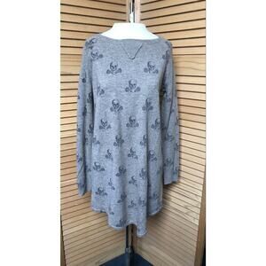 360 CASHMERE 100% Skulls & Roses Long Sleeve Sweater Dress Size Small